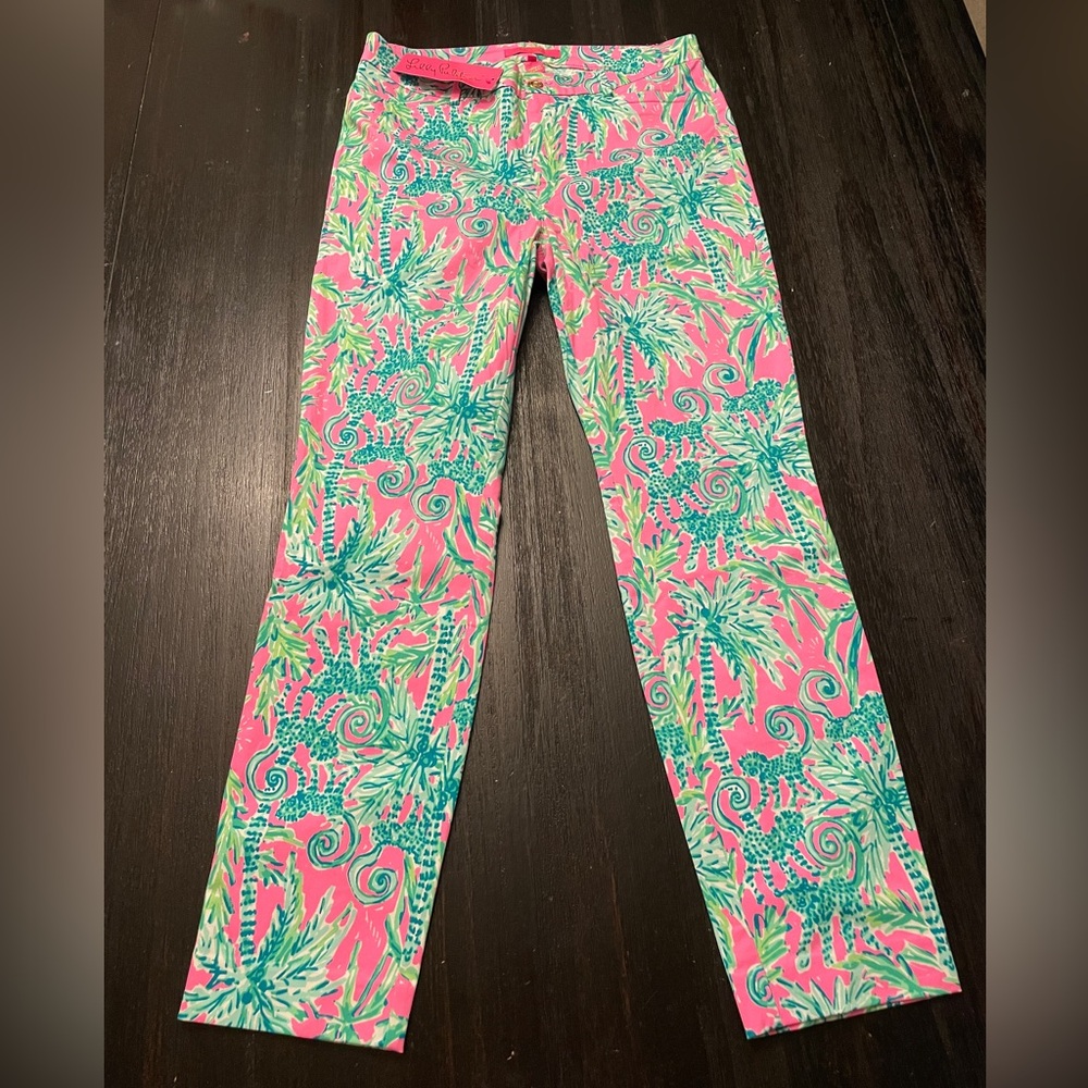 Lilly Pulitzer Kelly High Rise Skinny Ankle Pant Prosecco Pink Hangin Around NEW